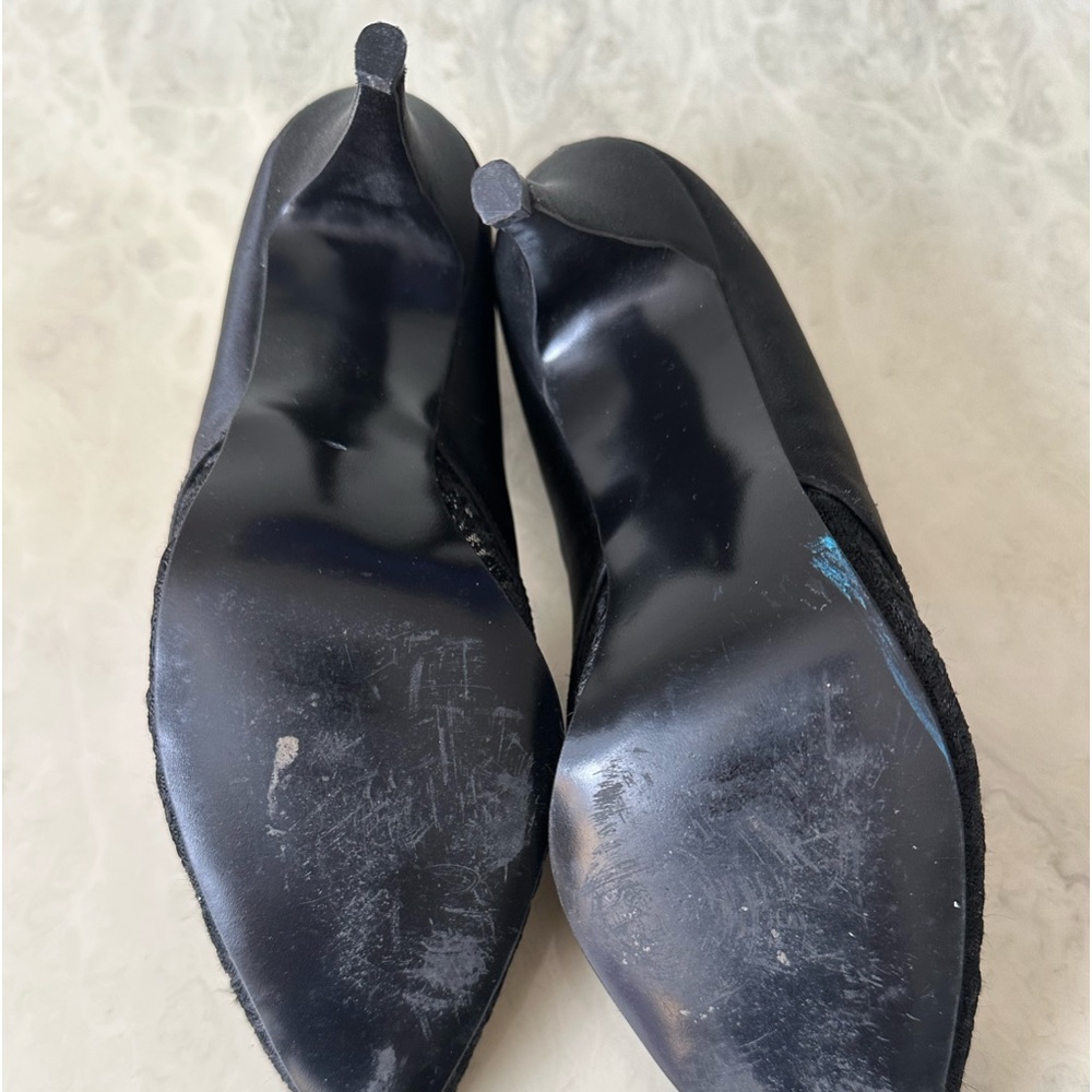 Vintage Pimento Satin and Lace Heels - Picture 5 of 5